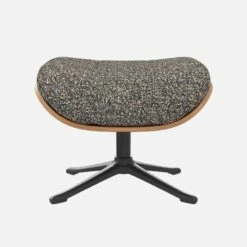 Habitat Repose-pieds En Noyer Et Tissu Venezia - Bleu Zingué - Pied Noir -meubles boutique marc repose p noyer ven bleu p nr 10274309 1