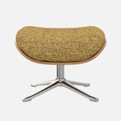 Habitat Repose-pieds En Noyer Et Tissu Venezia - Jaune épice - Pied Aluminium