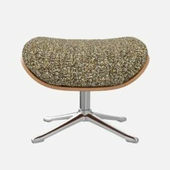 Habitat Repose-pieds En Noyer Et Tissu Venezia - Vert Lichen - Pied Aluminium