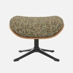 Habitat Repose-pieds En Noyer Et Tissu Venezia - Vert Lichen - Pied Noir