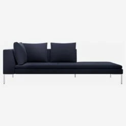 Habitat Méridienne Droite En Velours - Bleu Encre