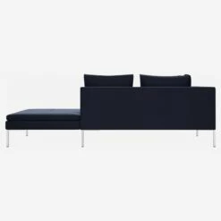 Habitat Méridienne Droite En Velours - Bleu Encre -meubles boutique meridienne droite en velours bleu marine 1245197