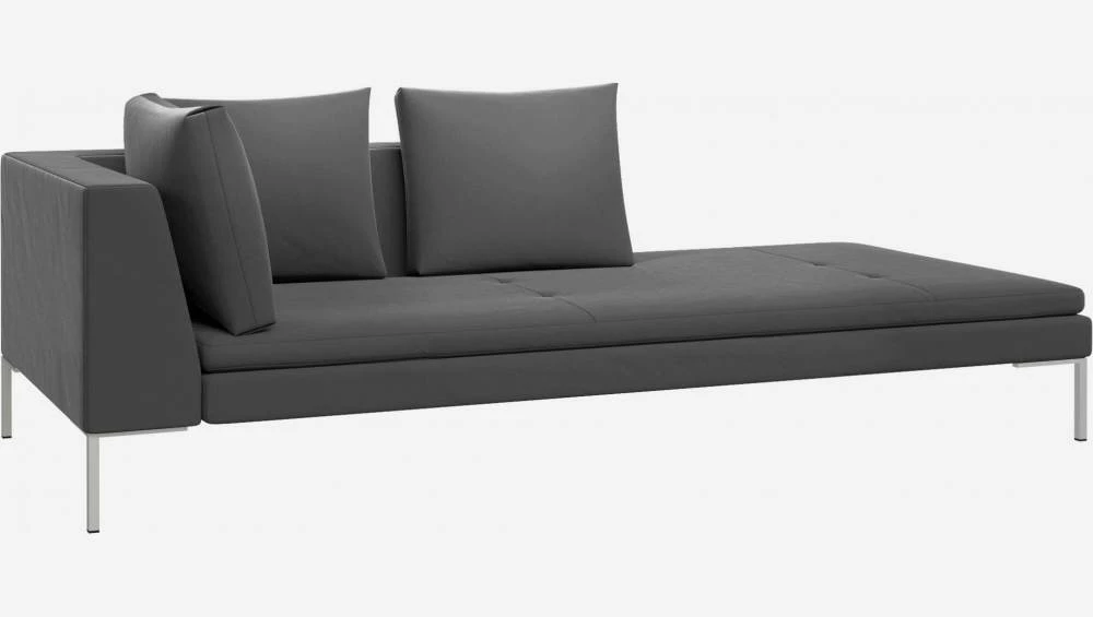 Habitat Méridienne Droite En Velours - Gris Ardoise 3 Habitat Méridienne Droite En Velours - Gris Ardoise – Image 3