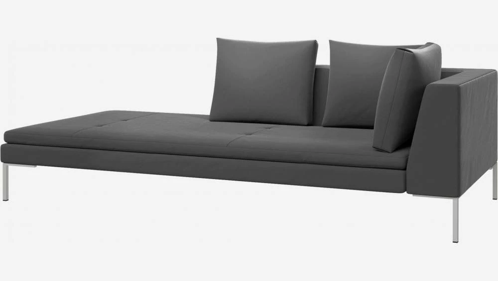 Habitat Méridienne Gauche En Velours - Gris Ardoise 3 Habitat Méridienne Gauche En Velours - Gris Ardoise – Image 3