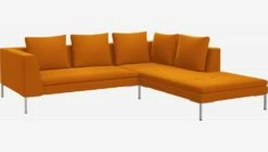 Habitat Canapé 2 Places Avec Méridienne Droite En Velours - Jaune Moutarde 5 Habitat Canapé 2 Places Avec Méridienne Droite En Velours - Jaune Moutarde -meubles boutique montino 2pl merid velours jaun 1119555 2