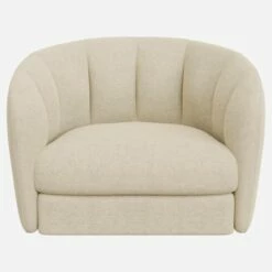 Habitat Fauteuil Arrondi En Tissu Lucca - Blanc Mastic