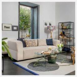 Habitat Grand Canapé 3 Places En Tissu - Beige -meubles boutique olya canape 3 places beige 6531923