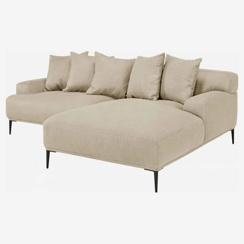 Habitat Canapé 2 Places En Lin Avec Angle Droit - Naturel 2 Habitat Canapé 2 Places En Lin Avec Angle Droit - Naturel – Image 2