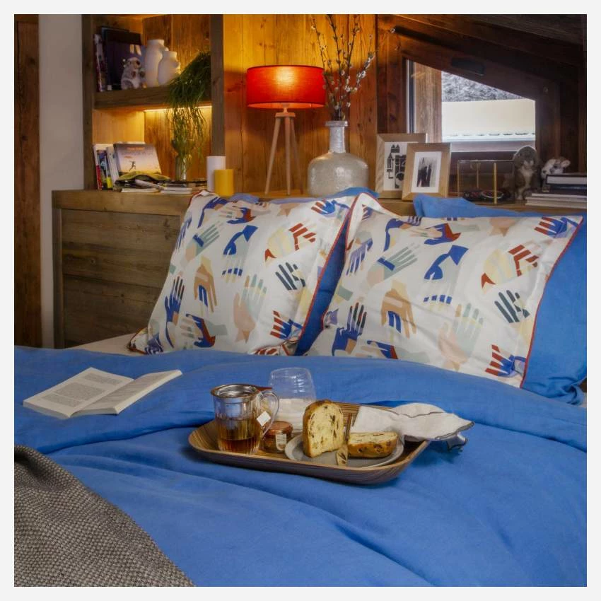 Habitat Parure De Lit En Lin - 200 X 200 Cm - Bleu électrique 2 Habitat Parure De Lit En Lin - 200 X 200 Cm - Bleu électrique – Image 2