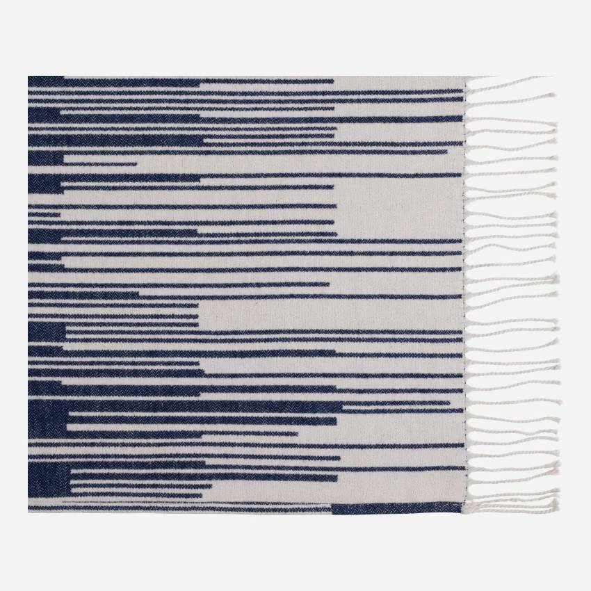 Habitat Plaid 127X180cm En Coton Bleu Et Gris 5 Habitat Plaid 127X180cm En Coton Bleu Et Gris – Image 5