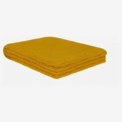 Habitat Plaid Tricoté En Coton - 130 X 170 Cm - Jaune Moutarde