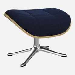 Habitat Repose-pieds En Noyer Et Velours - Bleu Encre - Pied Aluminium -meubles boutique poggiapiedi in noce e velluto blu inchiostro piede in alluminio 1104733 1