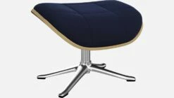 Habitat Repose-pieds En Noyer Et Velours - Bleu Encre - Pied Aluminium -meubles boutique poggiapiedi in noce e velluto blu inchiostro piede in alluminio 1104733 2