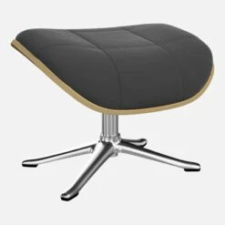 Habitat Repose-pieds En Noyer Et Velours - Gris Ardoise - Pied Aluminium -meubles boutique poggiapiedi in noce e velluto grigio ardesia piede in alluminio 1104737 1