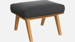 Habitat Repose-pieds En Velours Gris Ardoise Et Cuir Vintage - Pieds Chêne -meubles boutique poggiapiedi in velluto grigio ardesia e pelle vintage piedi in quercia 1103917 2