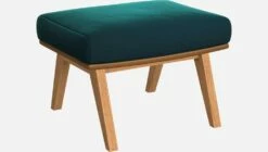 Habitat Repose-pieds En Velours Vert émeraude Et Cuir Vintage - Pieds Chêne -meubles boutique poggiapiedi in velluto verde smeraldo e pelle vintage piedi in quercia 1103905 2