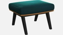 Habitat Repose-pieds En Velours Vert émeraude Et Cuir Vintage - Pieds Noirs -meubles boutique poggiapiedi in velluto verde smeraldo e pelle vintage piedi neri 1103845 2