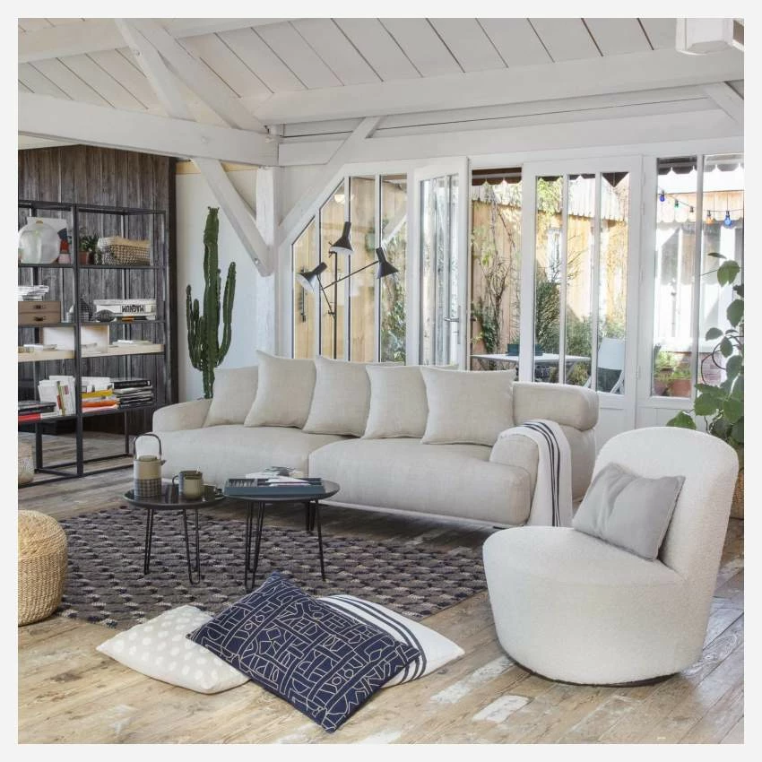 Habitat Fauteuil Pivotant En Tissu - Blanc 5 Habitat Fauteuil Pivotant En Tissu - Blanc – Image 5