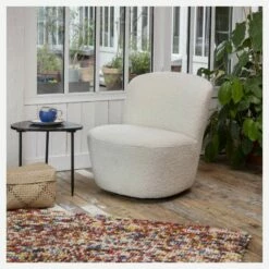 Habitat Fauteuil Pivotant En Tissu - Blanc 9 Habitat Fauteuil Pivotant En Tissu - Blanc -meubles boutique poltrona giratoria de tecido branco 1332381