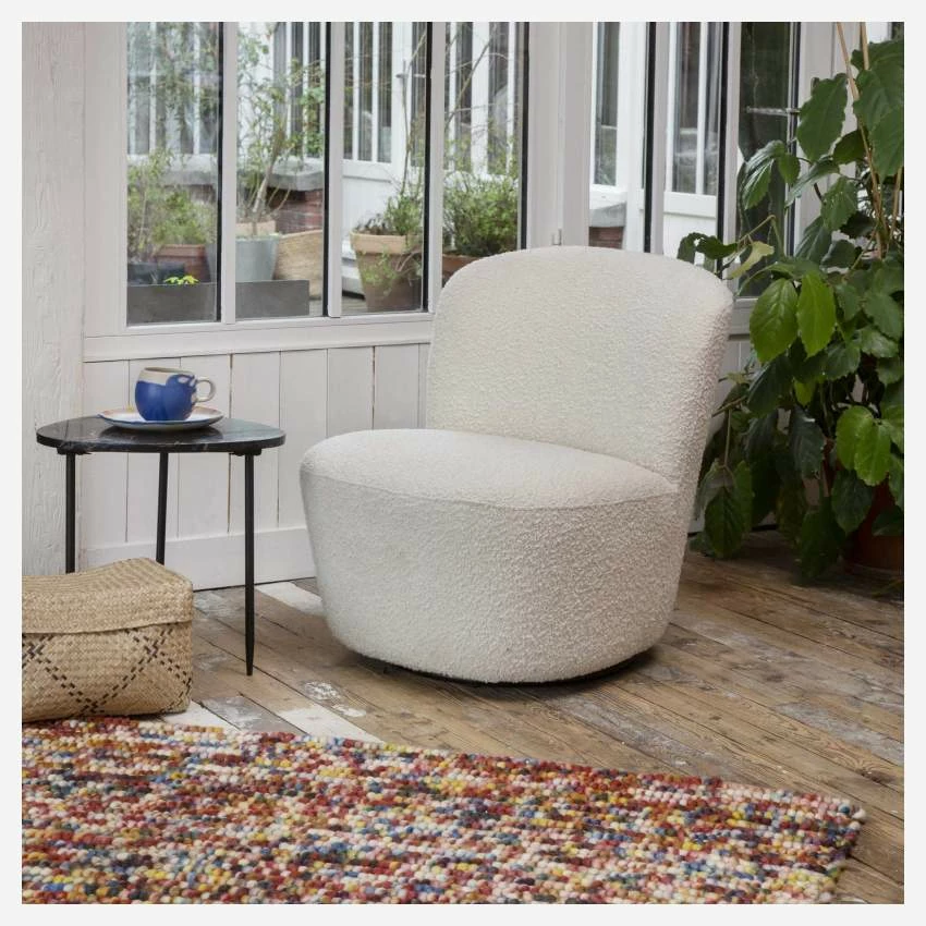 Habitat Fauteuil Pivotant En Tissu - Blanc 4 Habitat Fauteuil Pivotant En Tissu - Blanc – Image 4