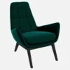 Habitat Fauteuil En Velours - Vert émeraude - Pieds Noirs