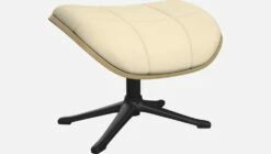 Habitat Repose-pieds En Chêne Et Cuir Savoy - Blanc Albâtre - Pied Noir -meubles boutique repose pieds en chene et cuir savoy blanc pied noir 1104625 2