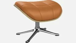 Habitat Repose-pieds En Chêne Et Cuir Savoy - Marron Cognac - Pied Aluminium -meubles boutique repose pieds en chene et cuir savoy cognac pied aluminium 1104577 2