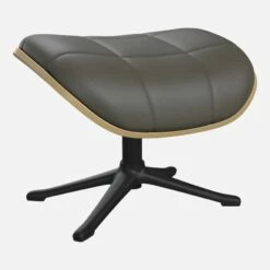 Habitat Repose-pieds En Chêne Et Cuir Savoy - Gris Ardoise - Pied Noir -meubles boutique repose pieds en chene et cuir savoy gris anthracite pied noir 1104621 1