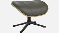 Habitat Repose-pieds En Chêne Et Cuir Savoy - Gris Ardoise - Pied Noir -meubles boutique repose pieds en chene et cuir savoy gris anthracite pied noir 1104621 2