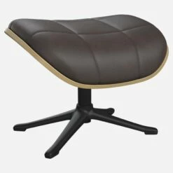 Habitat Repose-pieds En Chêne Et Cuir Savoy - Marron Tonka - Pied Noir