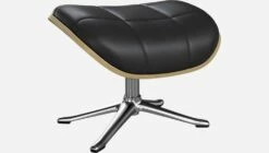 Habitat Repose-pieds En Chêne Et Cuir Savoy - Noir Obsidienne - Pied Aluminium -meubles boutique repose pieds en chene et cuir savoy noir pied aluminium 1104573 2