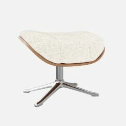 Habitat Repose-pieds En Chêne Et Tissu Bormio - Blanc Albâtre - Pied Aluminium -meubles boutique repose pieds en chene et tissu bormio blanc albatre pied aluminium 10374473