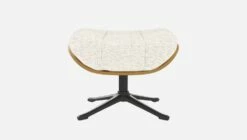 Habitat Repose-pieds En Chêne Et Tissu Bormio - Blanc Albâtre - Pied Noir -meubles boutique repose pieds en chene et tissu bormio blanc albatre pied noir 10374453 2