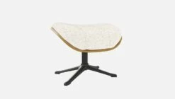 Habitat Repose-pieds En Chêne Et Tissu Bormio - Blanc Albâtre - Pied Noir -meubles boutique repose pieds en chene et tissu bormio blanc albatre pied noir 10374457 2