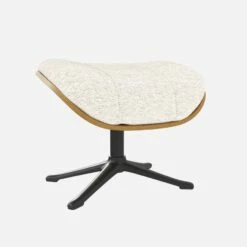 Habitat Repose-pieds En Chêne Et Tissu Bormio - Blanc Albâtre - Pied Noir -meubles boutique repose pieds en chene et tissu bormio blanc albatre pied noir 10374457