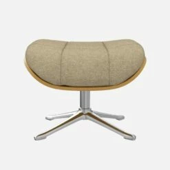 Habitat Repose-pieds En Chêne Et Tissu Lucca - Blanc Mastic - Pied Aluminium -meubles boutique repose pieds en chene et tissu lucca blanc mastic pied aluminium 12851733 1