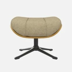 Habitat Repose-pieds En Chêne Et Tissu Lucca - Blanc Mastic - Pied Noir -meubles boutique repose pieds en chene et tissu lucca blanc mastic pied noir 12851701 1