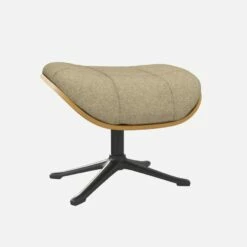 Habitat Repose-pieds En Chêne Et Tissu Lucca - Blanc Mastic - Pied Noir -meubles boutique repose pieds en chene et tissu lucca blanc mastic pied noir 12851705 1