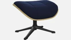 Habitat Repose-pieds En Chêne Et Velours - Bleu Encre - Pied Noir -meubles boutique repose pieds en chene et velours bleu marine pied noir 1104673 2