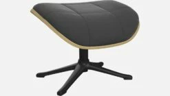 Habitat Repose-pieds En Chêne Et Velours - Gris Ardoise - Pied Noir -meubles boutique repose pieds en chene et velours gris argent pied noir 1104677 2