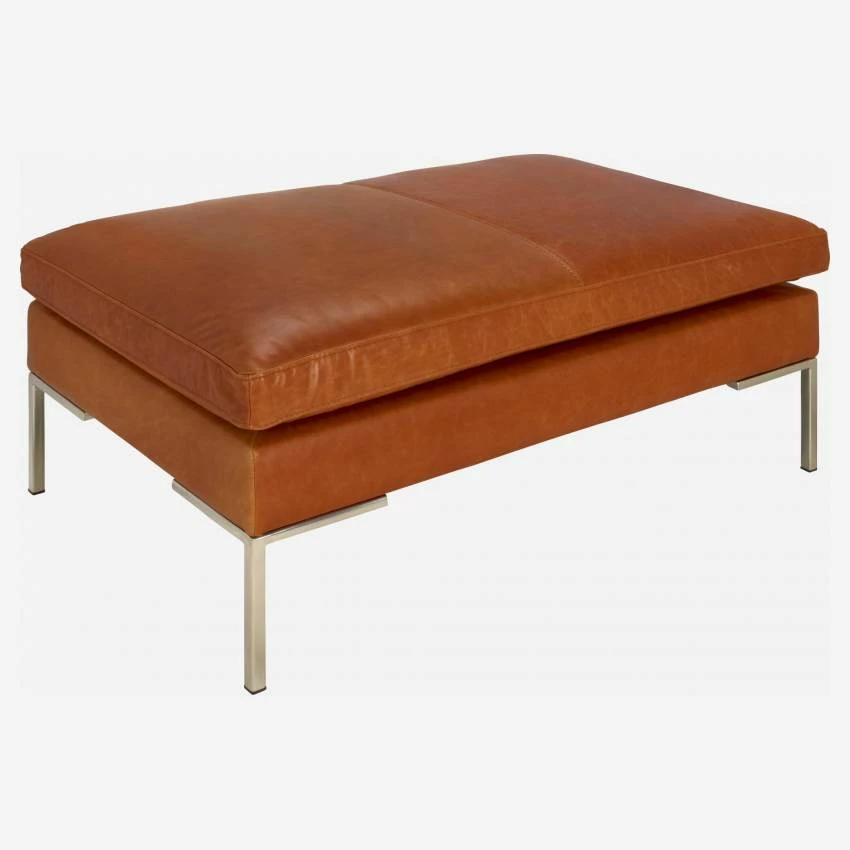 Habitat Repose-pieds En Cuir Vintage Leather - Marron Cognac 3 Habitat Repose-pieds En Cuir Vintage Leather - Marron Cognac – Image 3