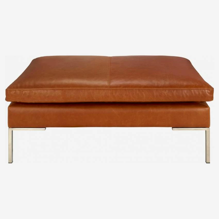Habitat Repose-pieds En Cuir Vintage Leather - Marron Cognac 2 Habitat Repose-pieds En Cuir Vintage Leather - Marron Cognac – Image 2