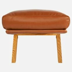 Habitat Repose-pieds En Cuir Vintage Leather - Marron Cognac - Pieds Chêne -meubles boutique repose pieds en cuir vintage leather cognac pieds chene 1238303