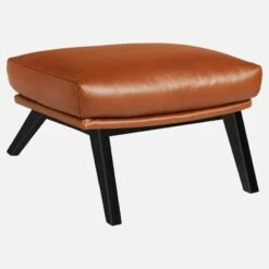 Habitat Repose-pieds En Cuir Vintage Leather - Marron Cognac - Pieds Noirs -meubles boutique repose pieds en cuir vintage leather cognac pieds noirs 1098133