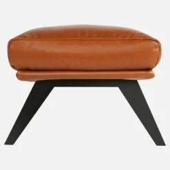 Habitat Repose-pieds En Cuir Vintage Leather - Marron Cognac - Pieds Noirs -meubles boutique repose pieds en cuir vintage leather cognac pieds noirs 1237931