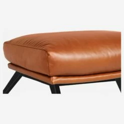 Habitat Repose-pieds En Cuir Vintage Leather - Marron Cognac - Pieds Noirs -meubles boutique repose pieds en cuir vintage leather cognac pieds noirs 1237935