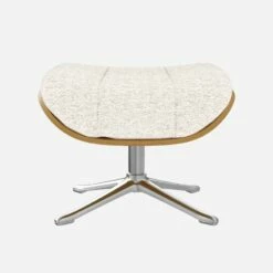 Habitat Repose-pieds En Noyer Et Tissu Bormio - Blanc Albâtre - Pied Aluminium -meubles boutique repose pieds en noyer et tissu bormio blanc albatre pied aluminium 10374461 1