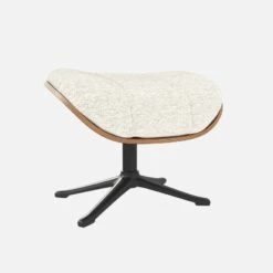 Habitat Repose-pieds En Noyer Et Tissu Bormio - Blanc Albâtre - Pied Noir -meubles boutique repose pieds en noyer et tissu bormio blanc albatre pied noir 10374449 1