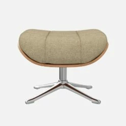 Habitat Repose-pieds En Noyer Et Tissu Lucca - Blanc Mastic - Pied Aluminium -meubles boutique repose pieds en noyer et tissu lucca blanc mastic pied aluminium 12851717 1