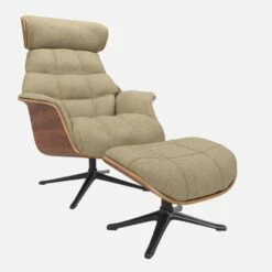 Habitat Repose-pieds En Noyer Et Tissu Lucca - Blanc Mastic - Pied Noir -meubles boutique repose pieds en noyer et tissu lucca blanc mastic pied noir 12851697